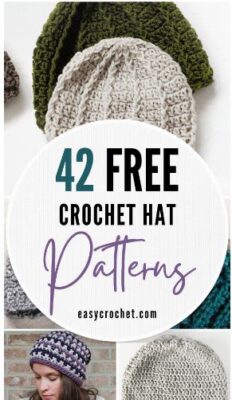 a cover for 42 free crochet hat patterns - all available free handcrafted item from Community Threads