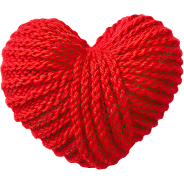 Picture of a red yarn heart to show that you can get free resources you need from Community Threads.