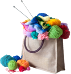 Picture of a bag of colorful supplies to show that you can donate supplies to Community Threads.