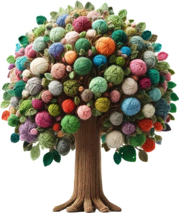 Picture of a yarn tree to represent how we help the community at Community Threads.